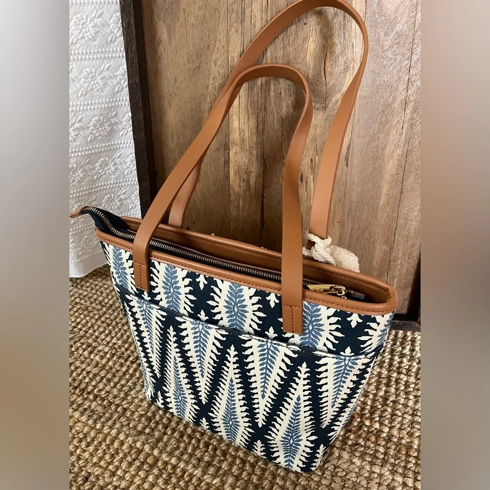 Spartina 449 Boho Tropez Tote Linen & Leather NWOT - Picture 5 of 13